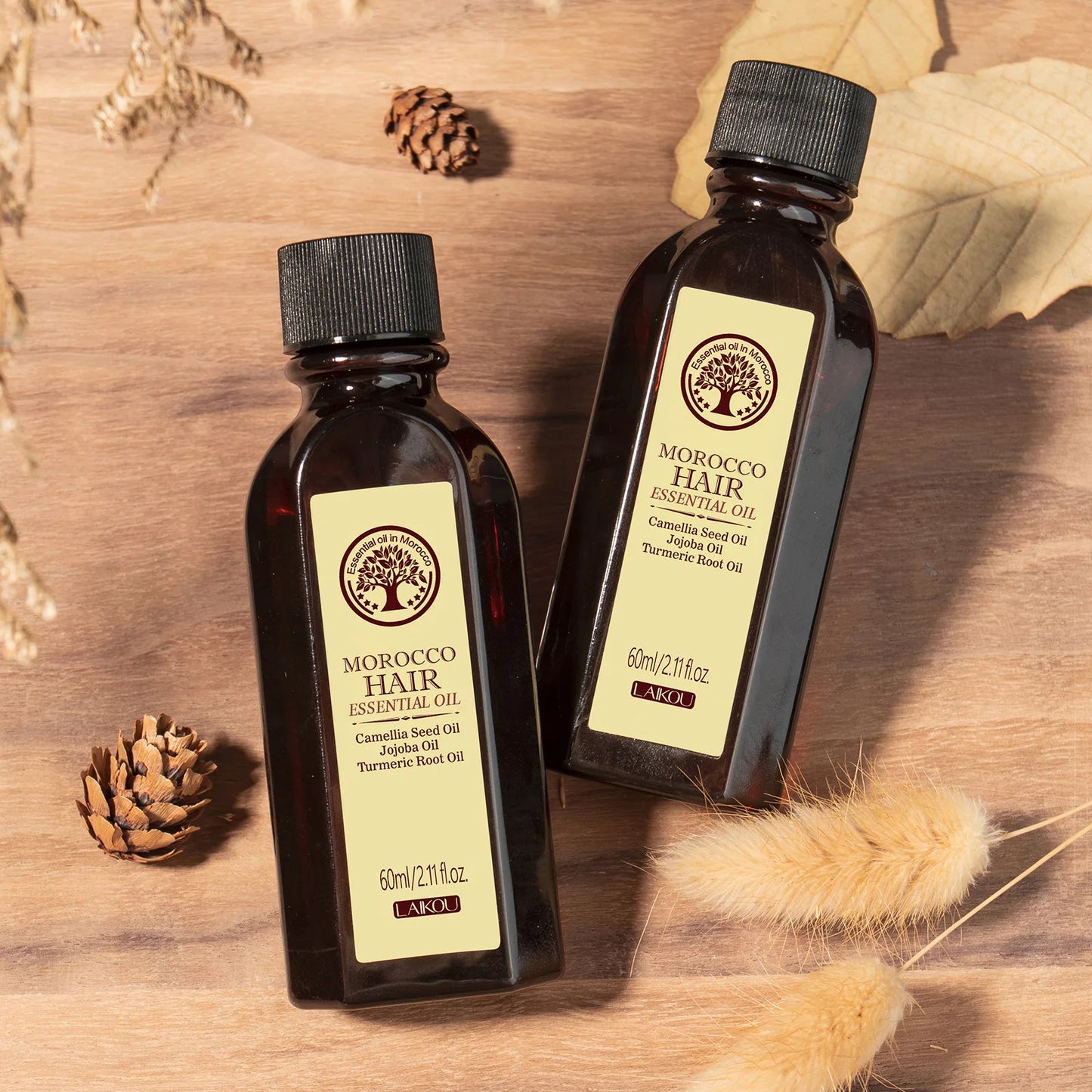LAIKOU モロッカン アルガンオイル ヘアエッセンス 60ml 乾燥・ダメージ補修 ツヤ出し なめらか仕上げ