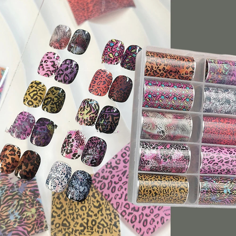 Lace Nail Foil Transfer Wraps — Elegant Black & White Nail Art Set | 10 Rolls