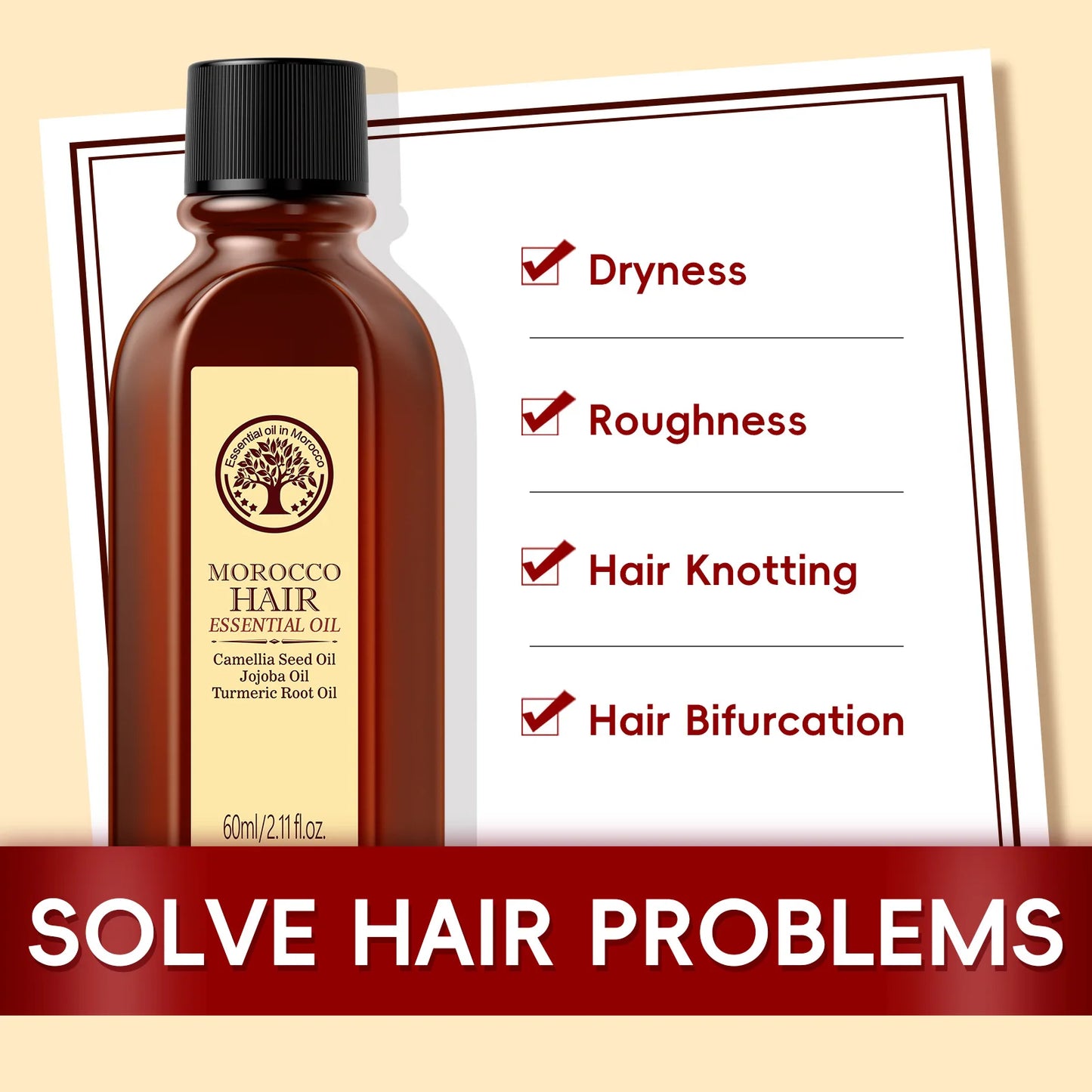 LAIKOU モロッカン アルガンオイル ヘアエッセンス 60ml 乾燥・ダメージ補修 ツヤ出し なめらか仕上げ